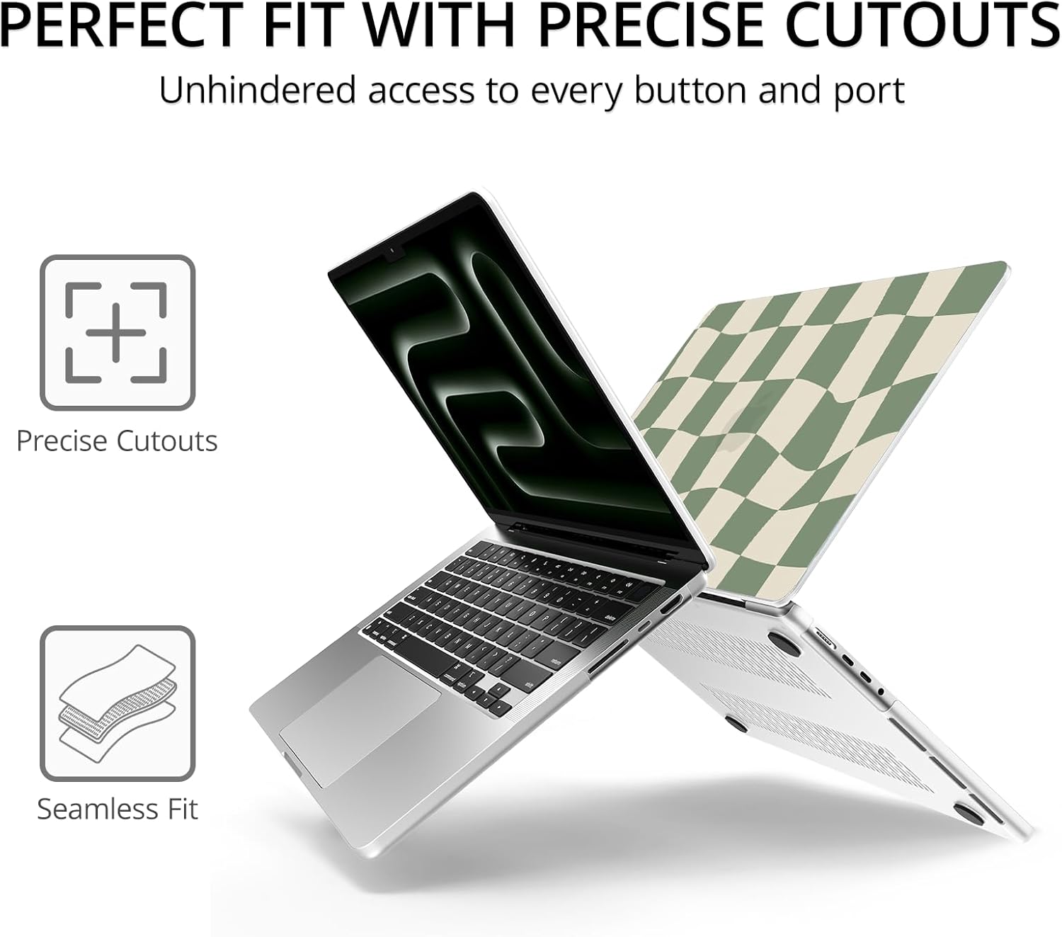 Anban Compatible with MacBook Pro 14 inch Case 2026-2021 M5 M4 M3 M2 M1 A3434 A3112 A3185 A3401 A2918 A2992 A2779 A2442, Plastic Hard Shell Case+Keyboard Cover+Screen Protector, Green Checkered - Image 5