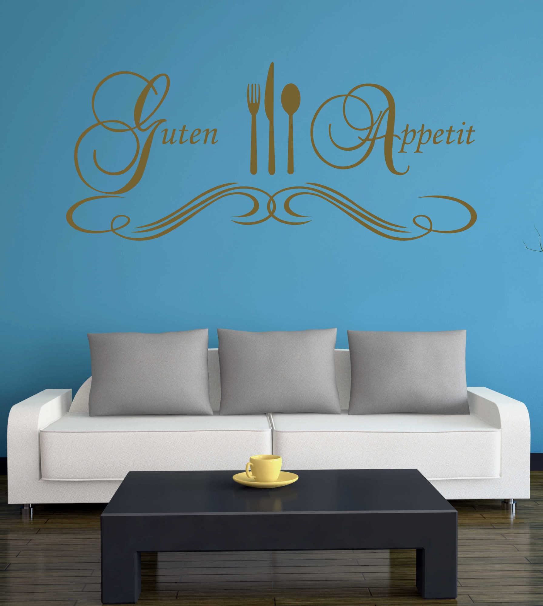 Wandtattoo 'Guten Appetit' Goldgelb 60x64 Cm – Selbstklebender Wandsticker