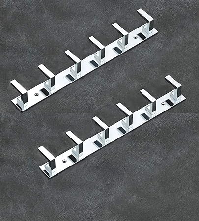 iSTAR 6 Pin Bathroom Cloth Hooks Hanger Wall Bedroom Bathroom Robe Hooks Rail for Hanging Keys,Clothes,Towel Steel Hook