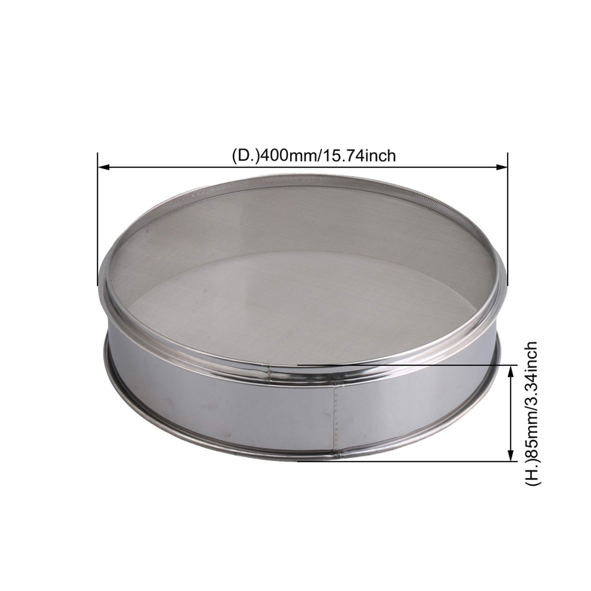 RDEXP Fine Mesh Mehlsieb Edelstahl Round Sifter Dia 40cm 40 Mesh High 8,5cm