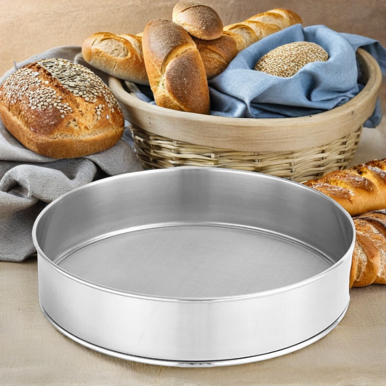 TOPBATHY Tamis À Farine INOX 30Cm Maille Fine pour Cuisine Pâtisserie Tamissage Sucre Glace Pizza Filtre De Cuisson Et Précis