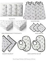 Vista 5 de Bacati - Saco de dormir de muselina Happy Monkeys (manta portátil) (pequeño, rosa/gris)