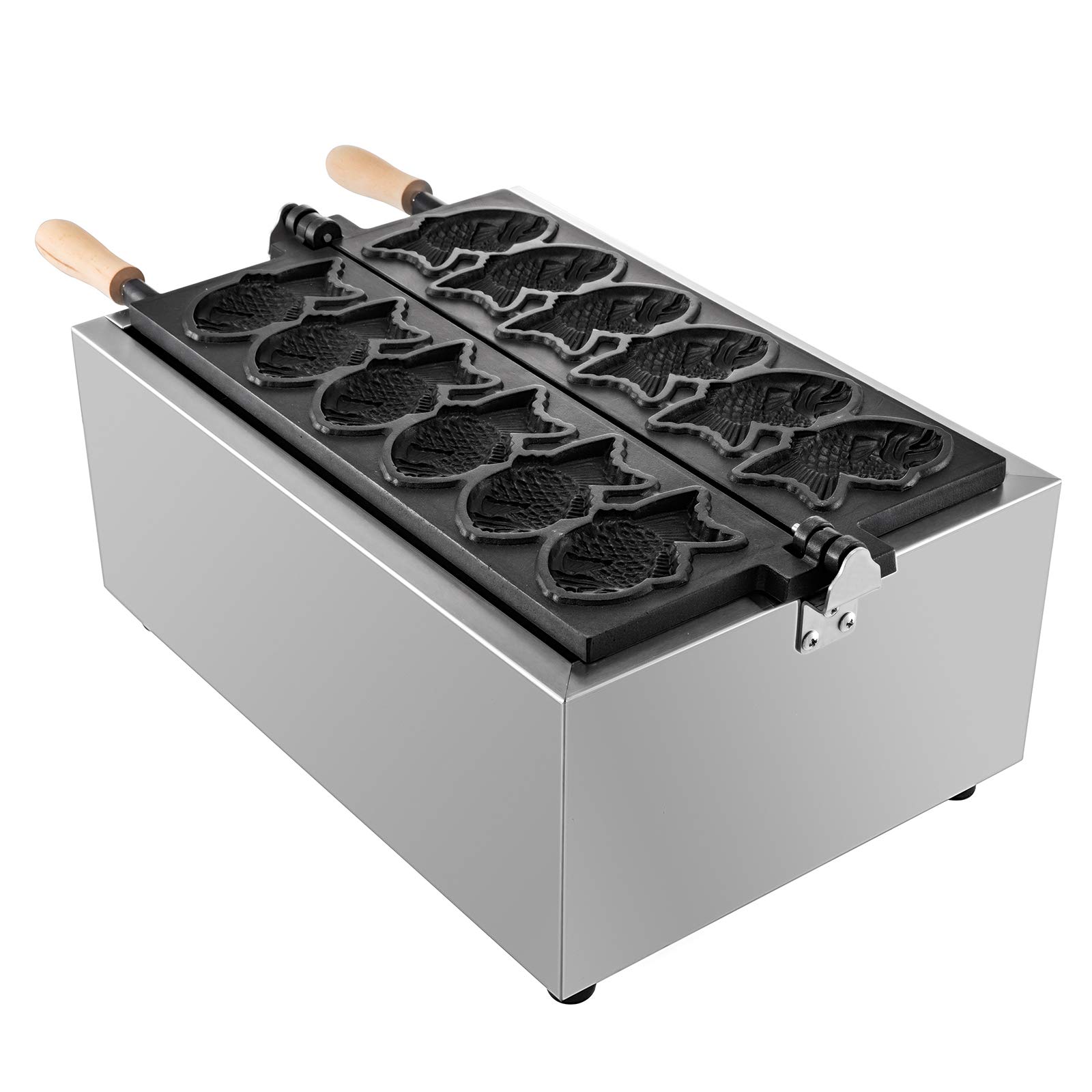 VBENLEM 110V Commercial Taiyaki Maker 6 Hole Taiyaki Fish Waffle Maker