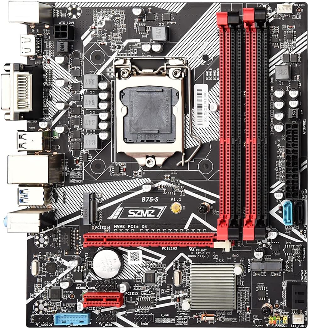 MATX Motherboard for Desktop Computer, LGA1155 DDR3 CPU for Intel B75