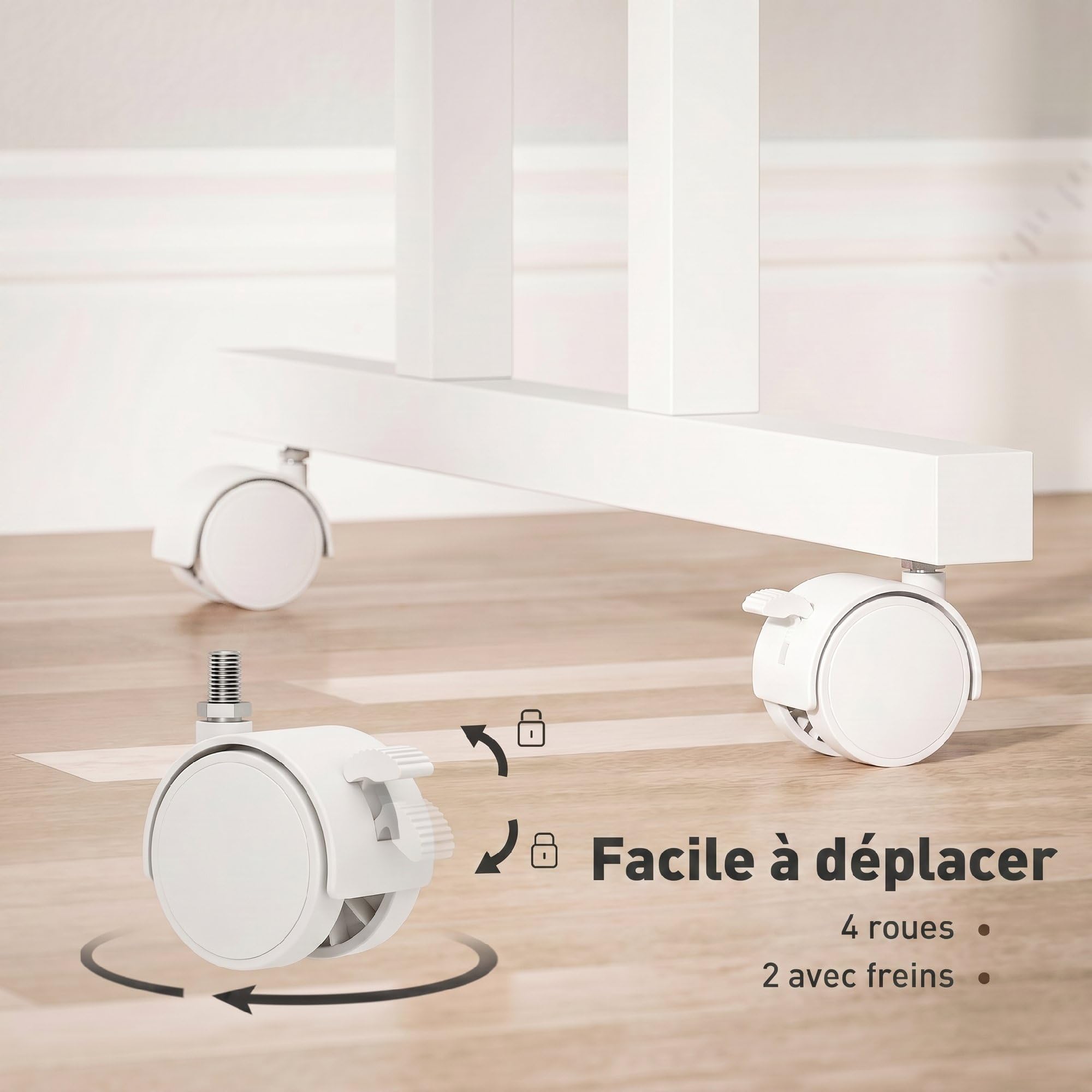 HOMCOM Scrivania sit-stand regolabile in altezza 70x60cm Bianco | Scrivania per computer su ruote, vassoio inclinabile, postazione di lavoro per camera da letto, piccoli spazi