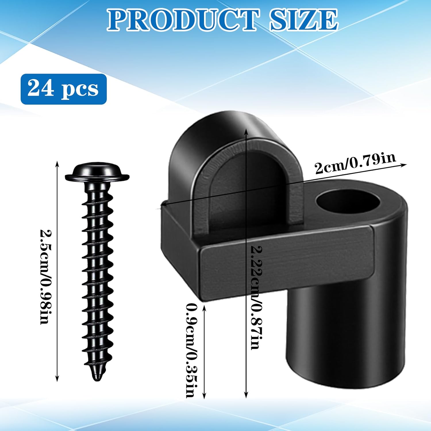 24PCS 3/8Inch Window Screen Clips with Screws, Storm Window Clips, Removable Offset Windows Clip for Fastens Winter Windows Screens, Storm Panels, Screen Door Clip