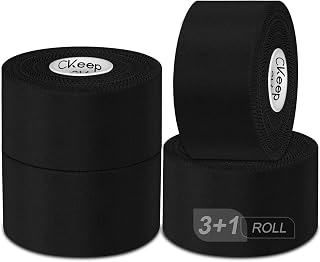 CKeep Black Athletic Tape 4-Pack 1.5 Inch, Sturdy No Glue Residue Sports Tape for Boxing, Climbing, Wrist Ankle Support, Strains & Injuries