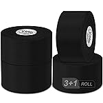 CKeep Athletic Tape, 4 Pack Black Sports Tape, Very Sturdy No Glue Residue, Wrist Ankle Tape for Muscle, Climbing, Boxing, Athletes, Baseball Bats, Strains, Sprains, Injuries1.5 Inches