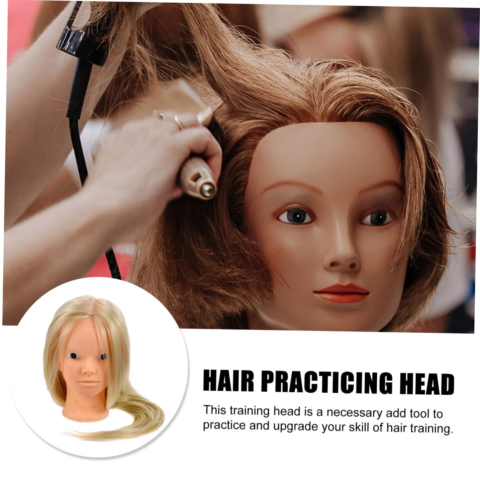 VALICLUD Übungskopf für Haarstyling aus Hochtemperaturbeständigem Seidenmaterial mit Halter zum Üben von Hochzeits und Tanzfrisuren für Friseure und Kosmetikschüler