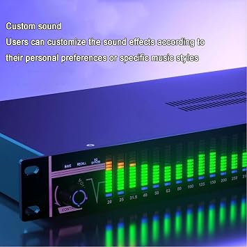 31 Band Stereo Graphic Equalizer, Home Digital eq Tuning Equalizer with LED Spectrum Display -21 Preset Effects, Auto Noise Reduction, Low/Medium/Treble Adjustment for Recording Studio