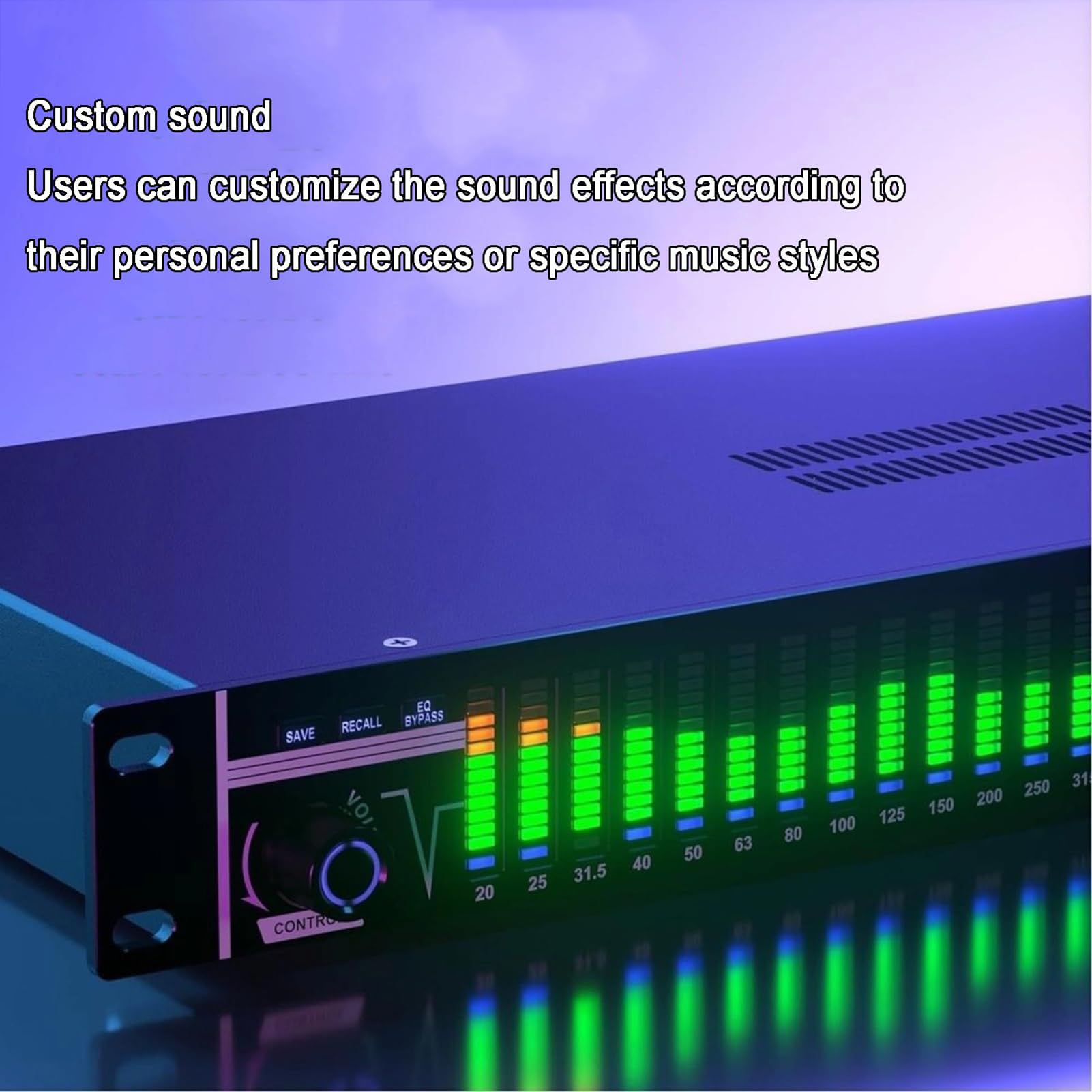 Equalizador Gráfico Estéreo De 31 Bandas, Ecualizador De Ajuste De Eq Digital De Inicio con Pantalla De Espectro Led - 21 Efectos Preestablecidos, Reducción Automática De Ruido, con Ajuste Bajo/Medio
