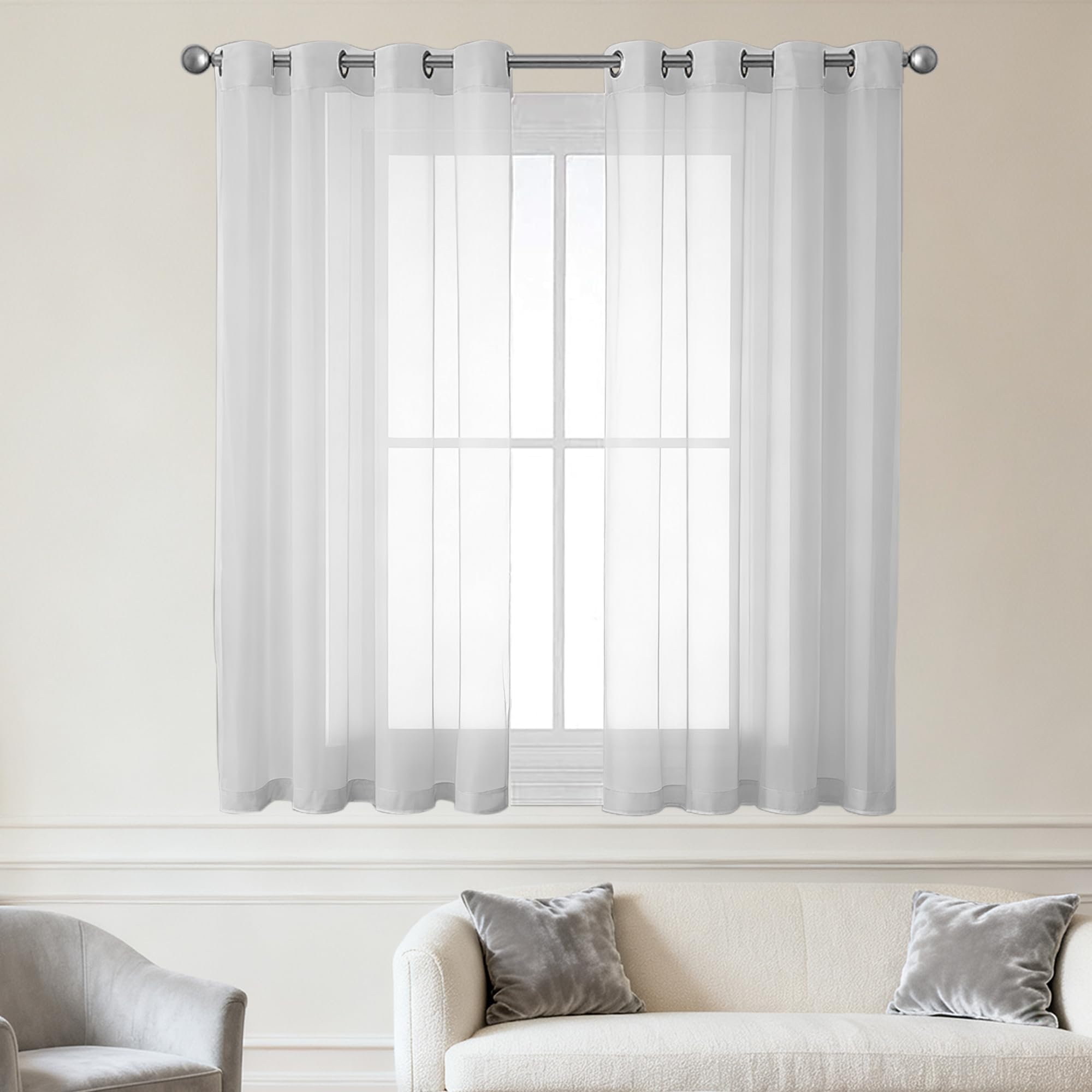 Rideaux voilage chambre enfant gris clair tamisant pour grand calme