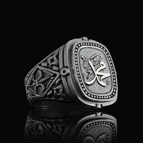 Miniatura 3 de Islamic Mohammed Ring, Islamic Signet Ring for Men, Bismillah Ring, Silver Islamic Ring, Gold Coated Islamic Jewelry, Islamic Gift for Man,