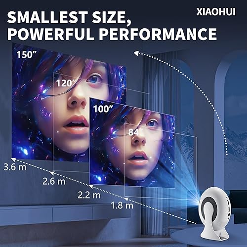 Miniatura 5 de Mini proyector 4K actualizado 2025 con WiFi y Bluetooth, proyector portátil inteligente XIAOHUI compatible con multimediateléfono