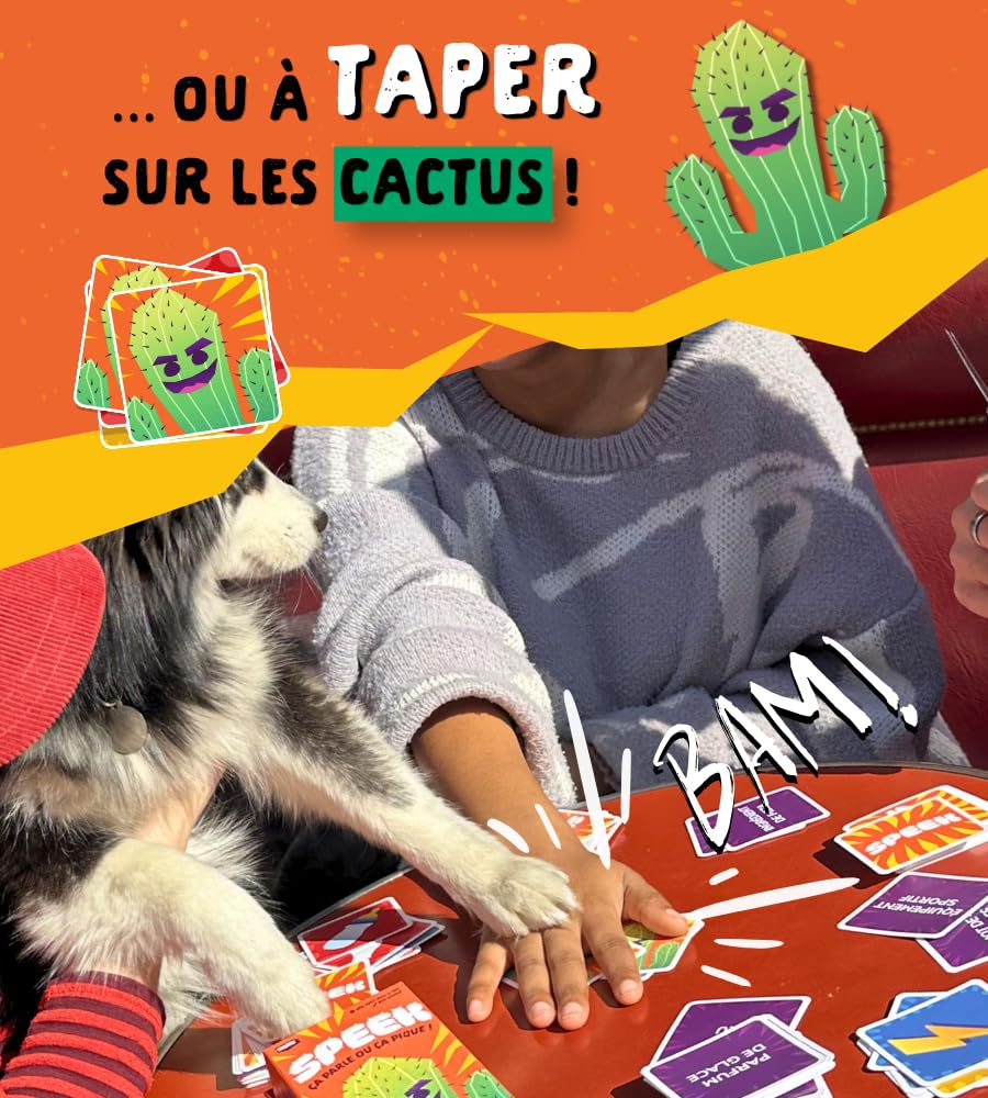 Tailemi SPEEK – Jeu d’Ambiance Rapide et Drôle - Jeu de Société Famille & Amis - 2 à 6 Joueurs - Dès 10 Ans - 10 Minutes - 200 Cartes - Idée Cadeau Anniversaire & Soirée - 4