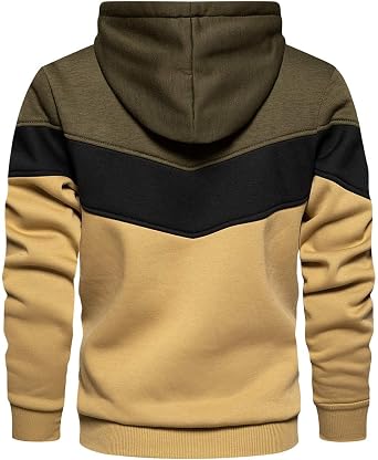 Gesean Men's Novelty Color Block Pullover Fleece Hoodie Casual Sweatshirt