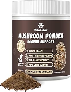 Organic 10 Mushroom Blend Powder for Pets: Advanced Immune, Joint, and Gut Support (Turkey Tail Focus)