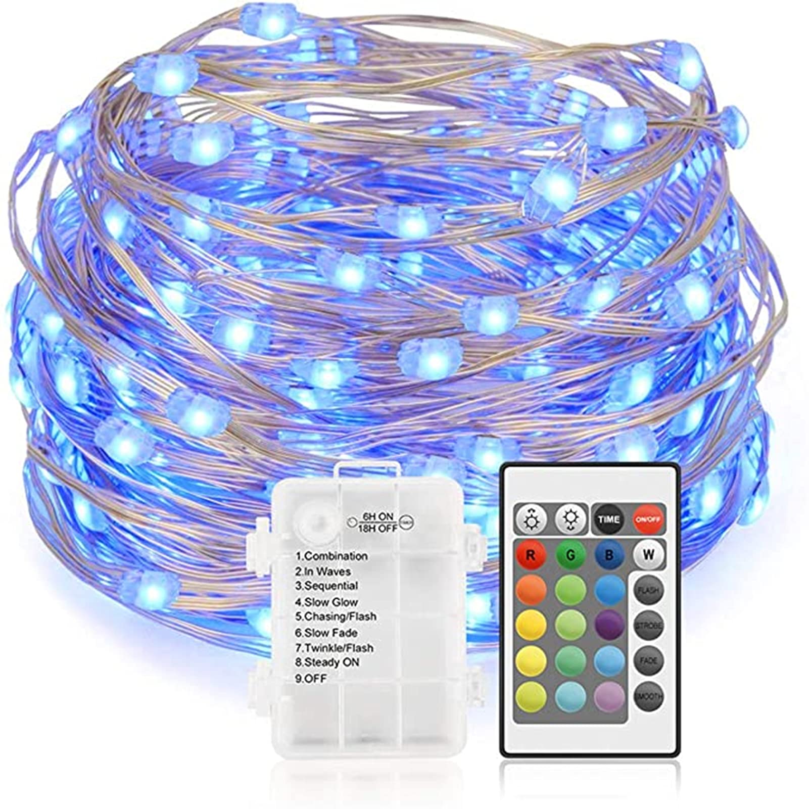 Fairy Lights Battery Operated Christmas Lights, 12 Modes Remote Control Twinkle Lights with Timer 16ft 50LED Fairy String Lights Silver Wire Firefly Lights for Bedroom Wedding Party Christmas