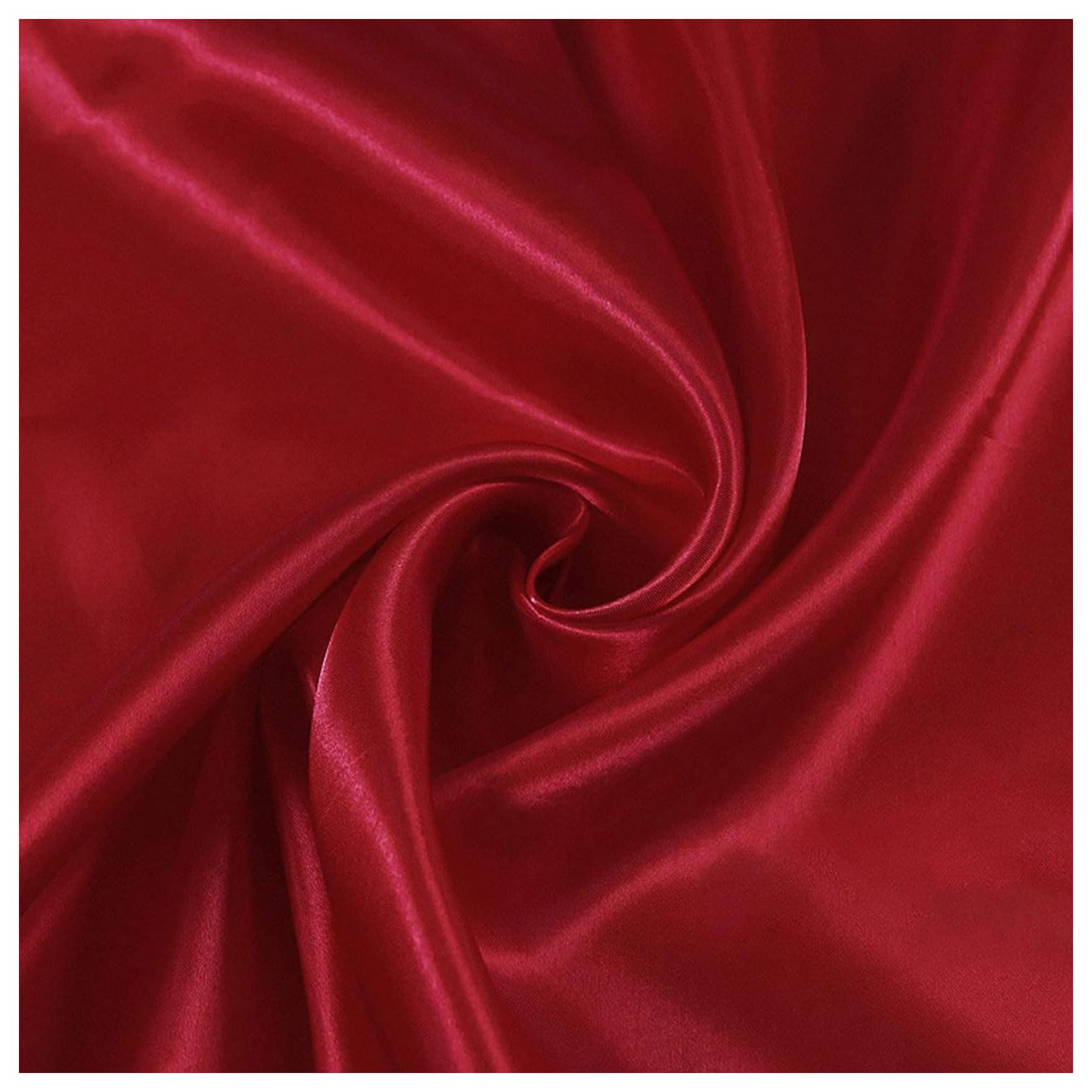 NIANTONG Tissu De Soie Satiné Au Mètre - 2 M X 150 Cm - pour Couture, Travaux Manuels, Décoration De Robe De Mariage, Pyjama, Chemise - Tissu Drapé Soyeux(Color:Red)