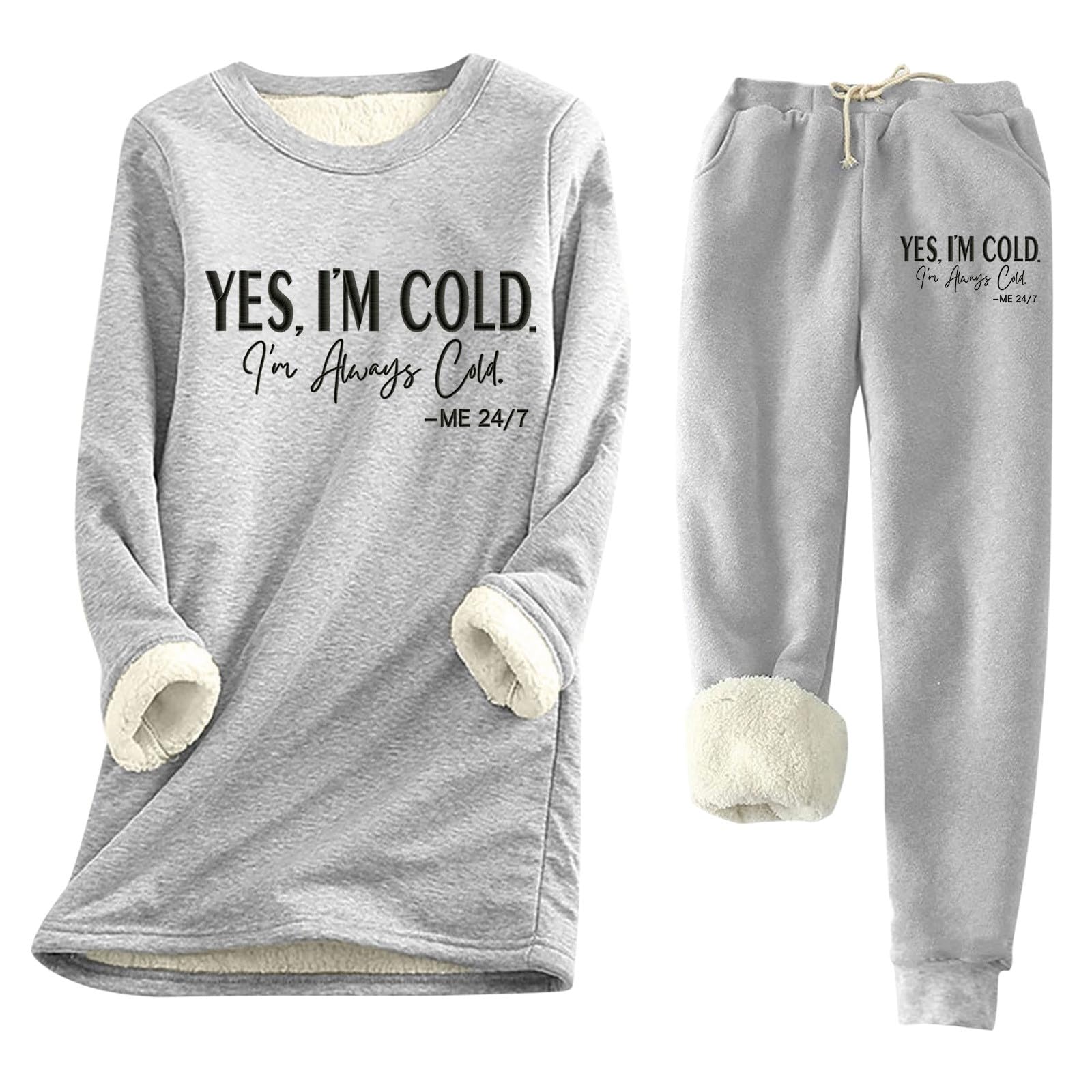 Jogginganzug Damen Winter-Set mit Aufdruck Bequeme Slim Fit Hose wärmendes Oberteil für kalte Tage