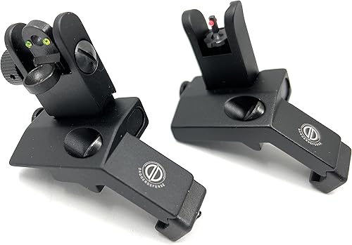 Dagger Defense Veteran Owned Company-Fiber Optic BUIS, mira de hierro inclinada de respaldo, despliegue con resorte