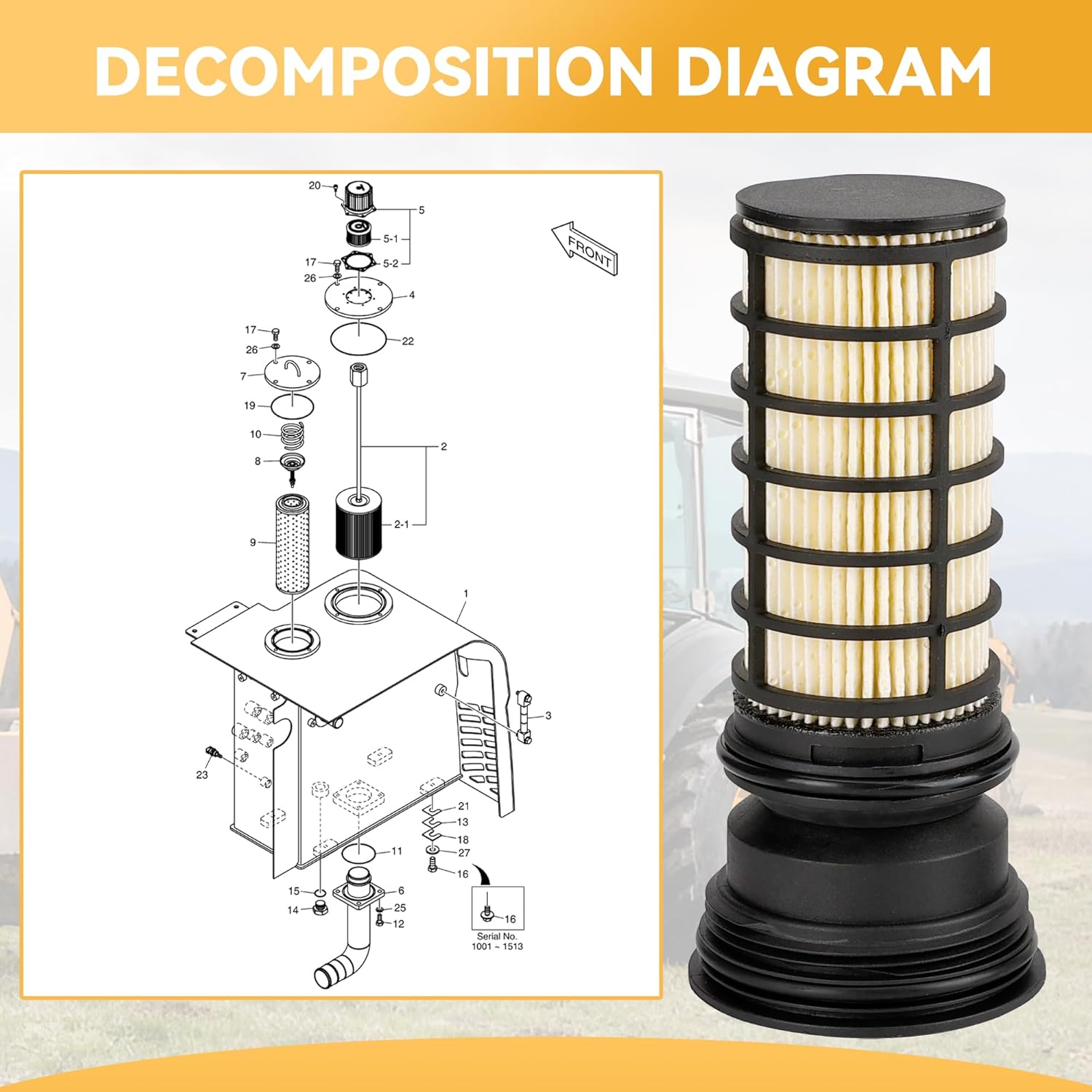 495-1507 Diesel Exhaust Fluid Filter Fit for CAT excavator 323F SA telehandler TL1255D TL1055D, OEM#82250619 KD80618 1J508-19660 400406-01134, Urea Filter Element DEF Filter