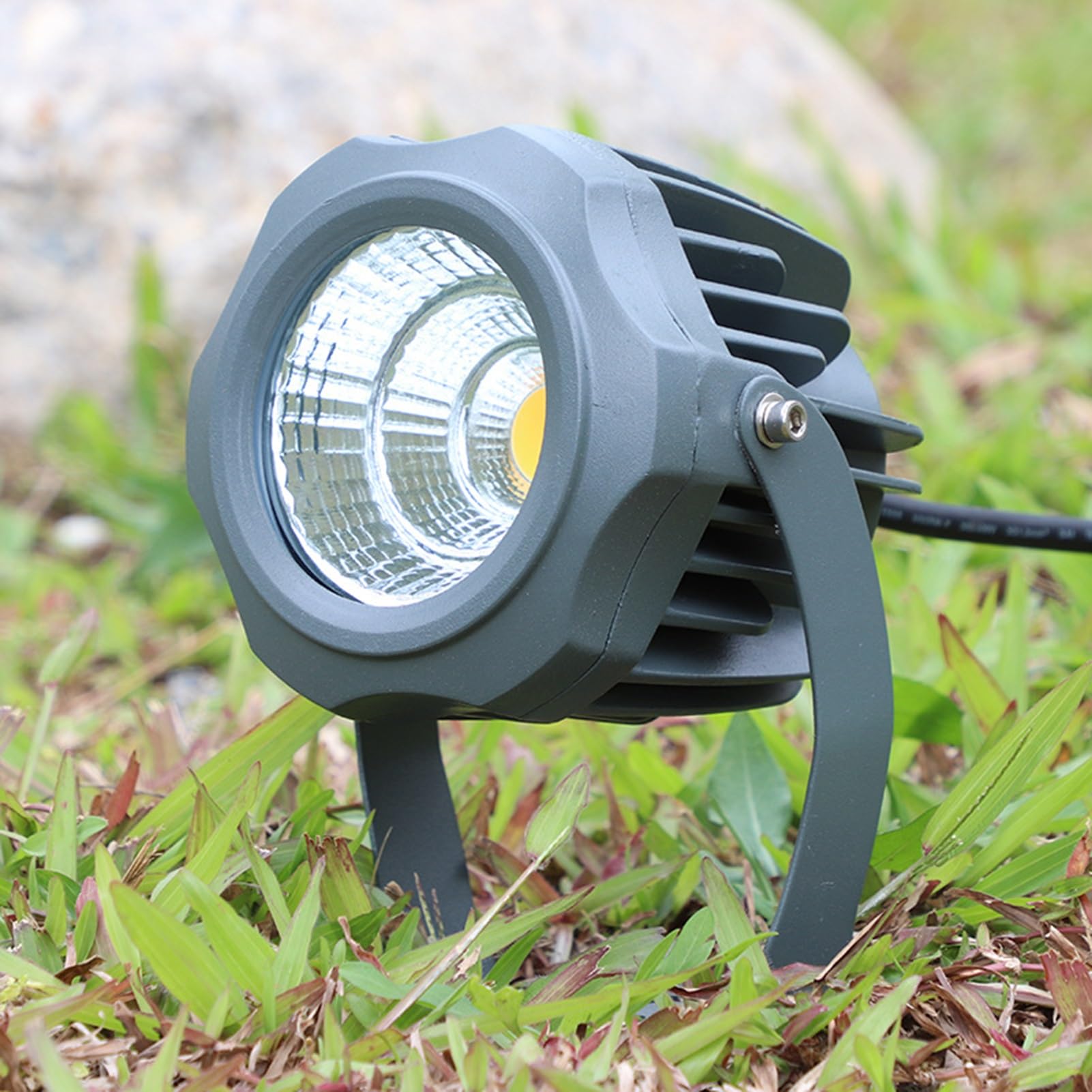 Rotation LED Beam Spotlight - Ground LED Landscape Lamp, Round COB Tree Lights, Buried Lights, IP65 Waterproof Adjustable LED Floodlight, For Wall Advertising Building Signs Lawn Lights(Warm Light,30W