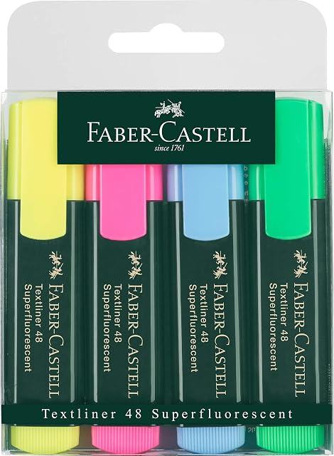 Faber-Castell Textliner 48 F154804 Zakreślacze, Wielokolorowy, 4 Sztuki