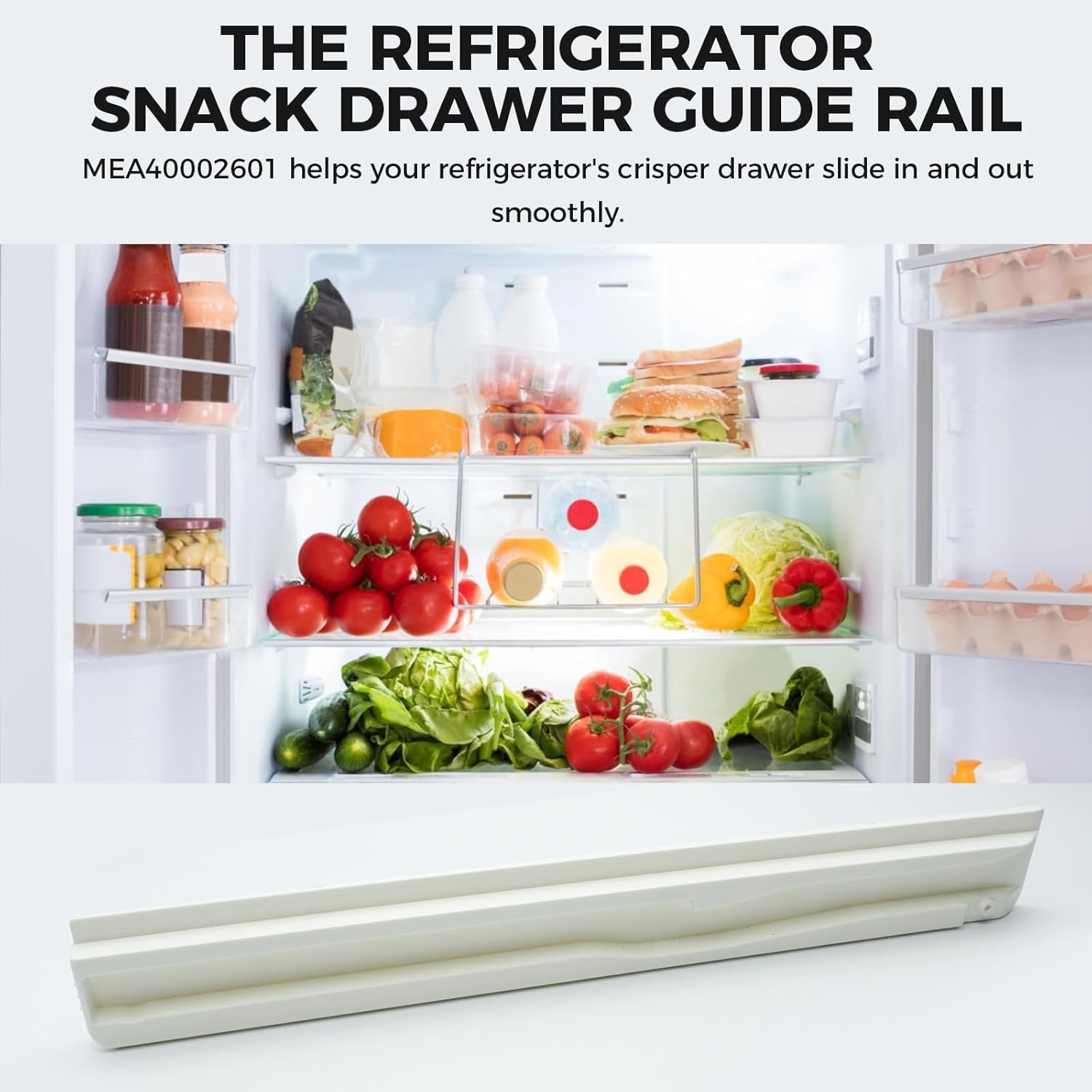 MEA40002601 Fridge Rail for LG Electronics Fridges, Refrigerator Drawer Guide Rail Replace 1370977 4974JA1105A AP4449681 Right Side