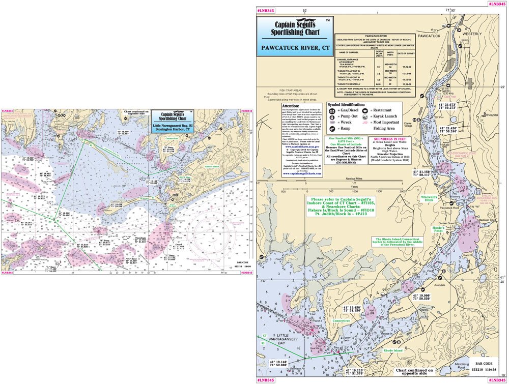 Captain Segull Inshore Little Narragansett Bay/Pawcatuck River, Fishing Nautical Chart