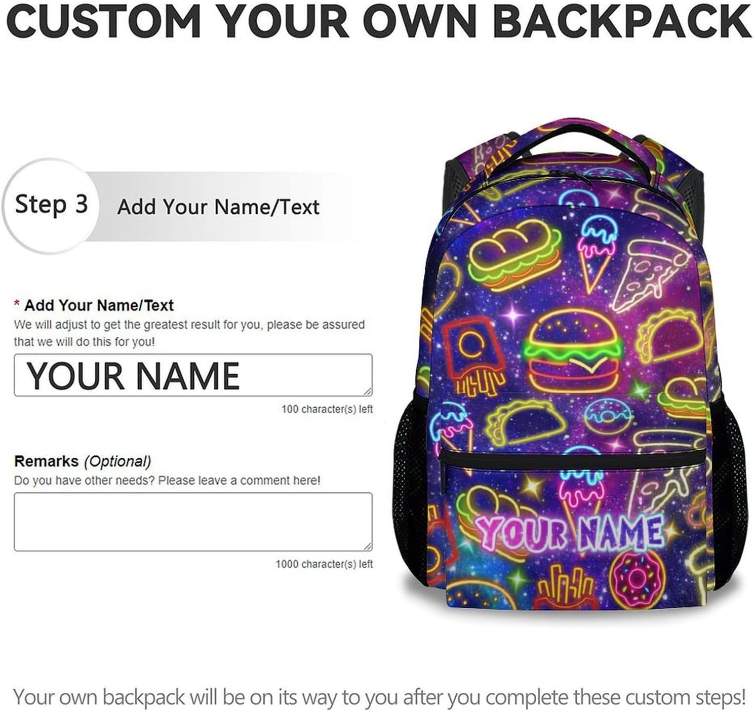 Personalized School Backpack for Kids - 17 Inch Hamburger Backpacks for Middle School - Cute Food Durable Bookbag for Boys