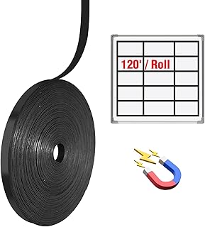 Magnetic Whiteboard Tape for Office,Fine Line Gridding Tape - 1/5 in x 40 yd x 24 mil,High Energy Thin Strip Magnets,Black 120 Feet