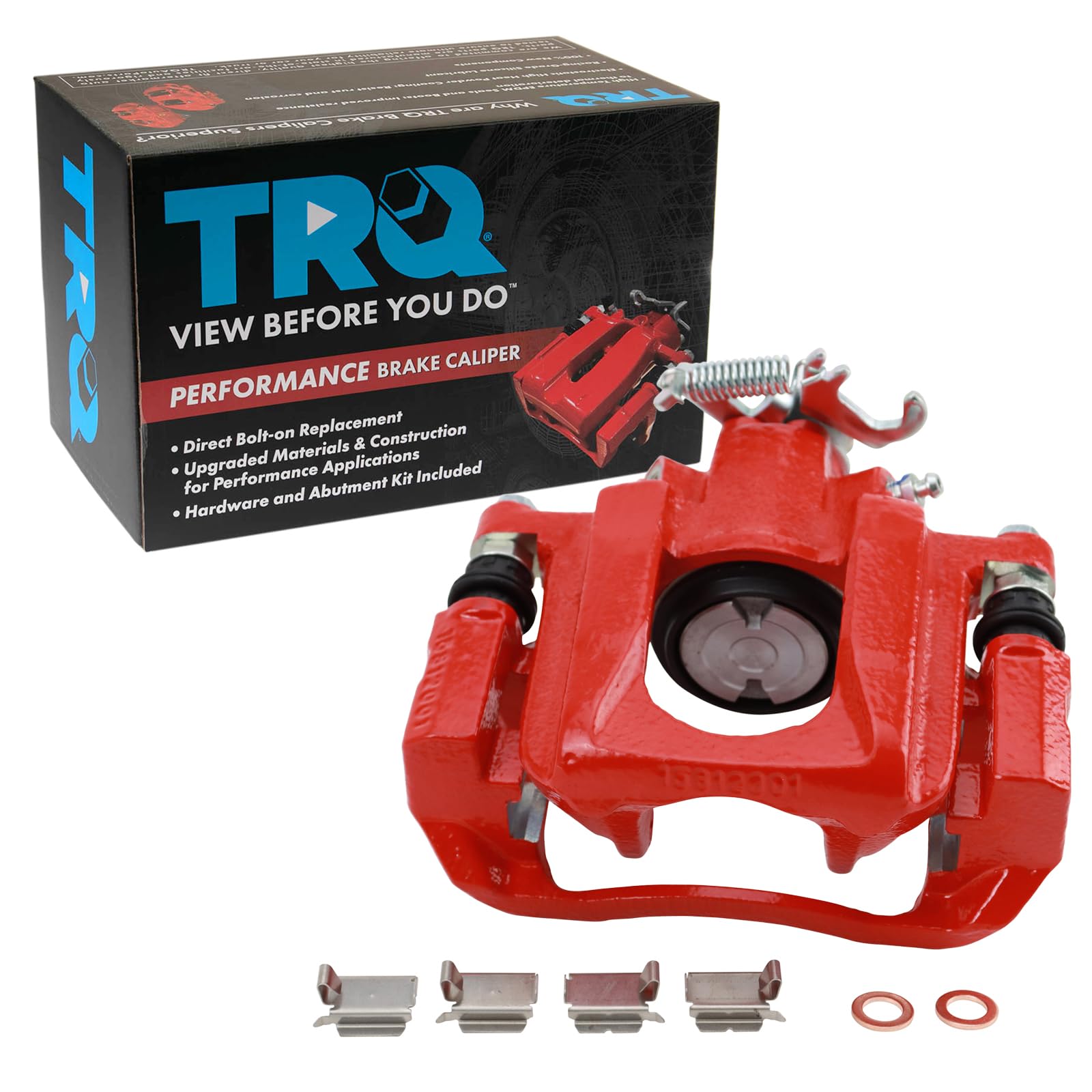 TRQ Rear Right Brake Caliper Red with Mounting Bracket Performance