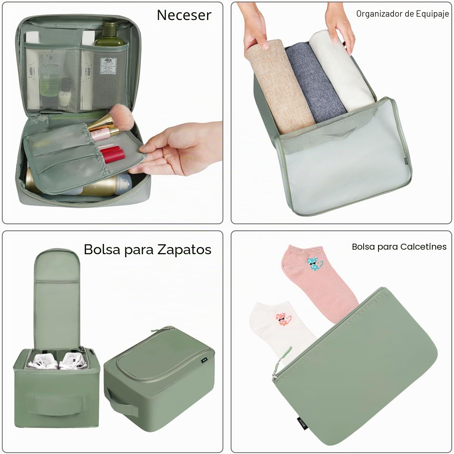 BAGAIL Cubos de Embalaje para Maleta, Juego de 8, Organizadores de Embalaje de Equipaje Ligeros, Cubos de Embalaje para Accesorios de Viaje
