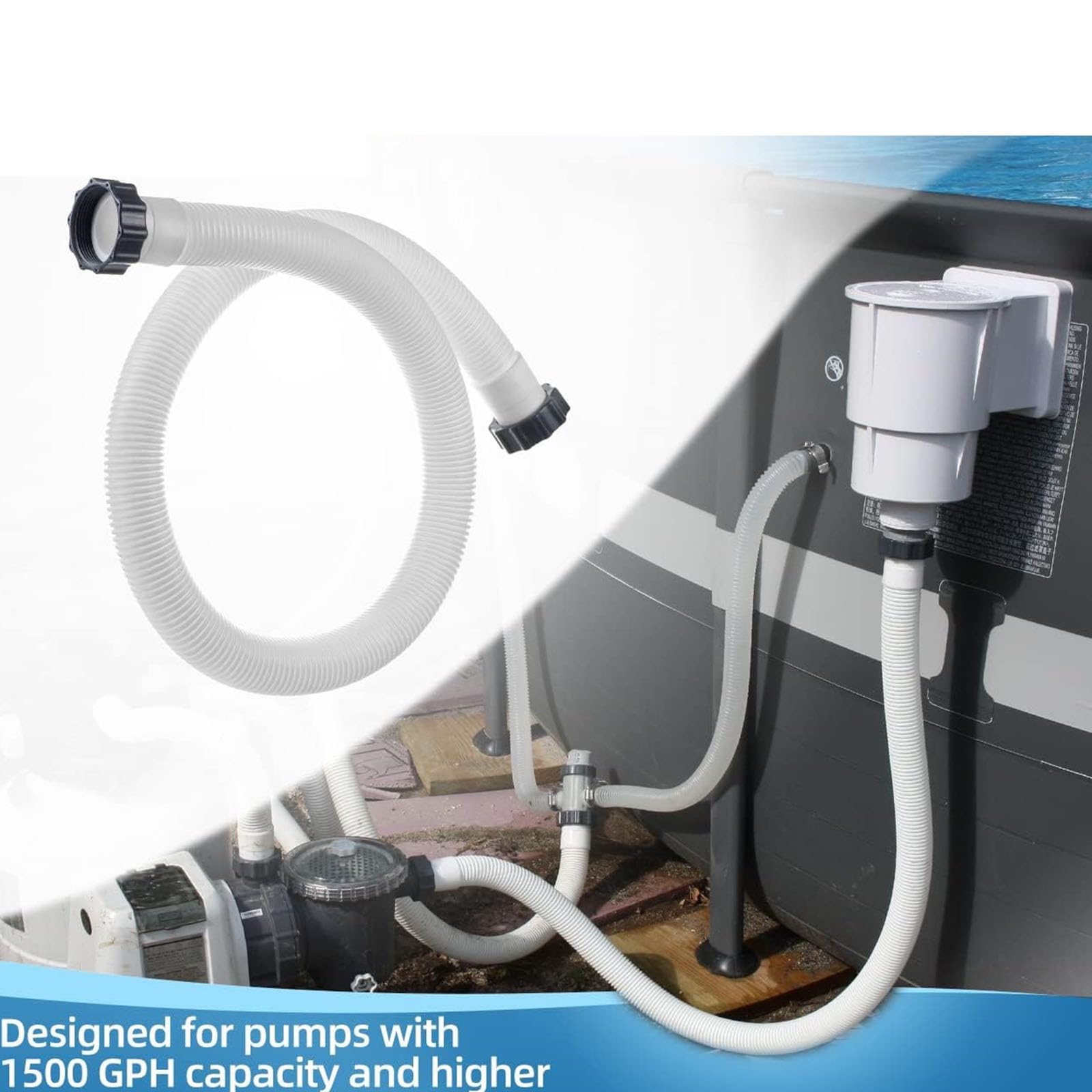 3,8 cm Durchmesser Poolfilterschlauch-Adapter Anschluss für oberirdische Schwimmbäder und Salzwasser