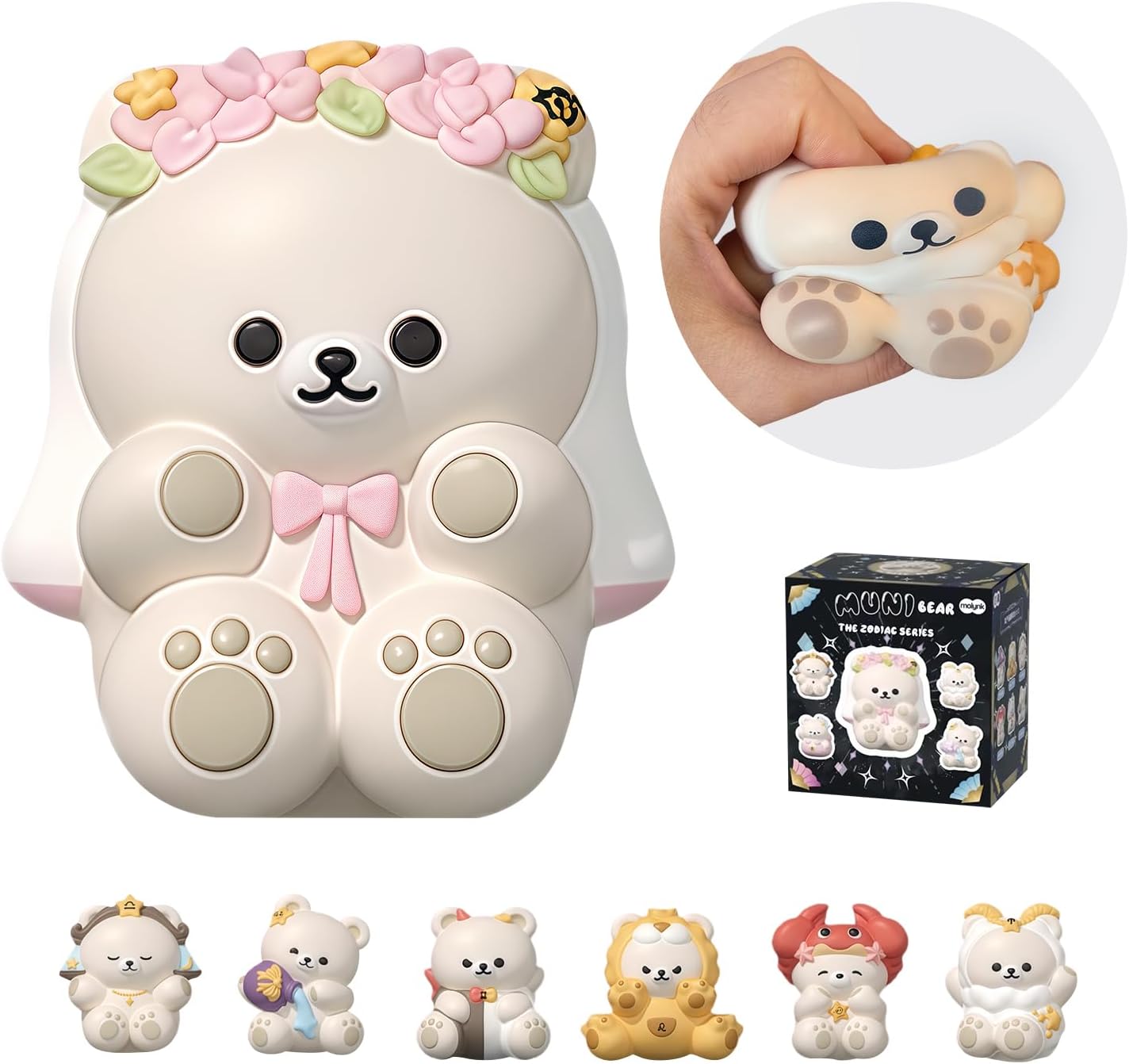 Zodiac Squeezable Series Blind Box Figure, Random Design Animal Figures Collectible Slow Rising Squishy Toy, Cute Stress Relief & Fidget Toy for Gift