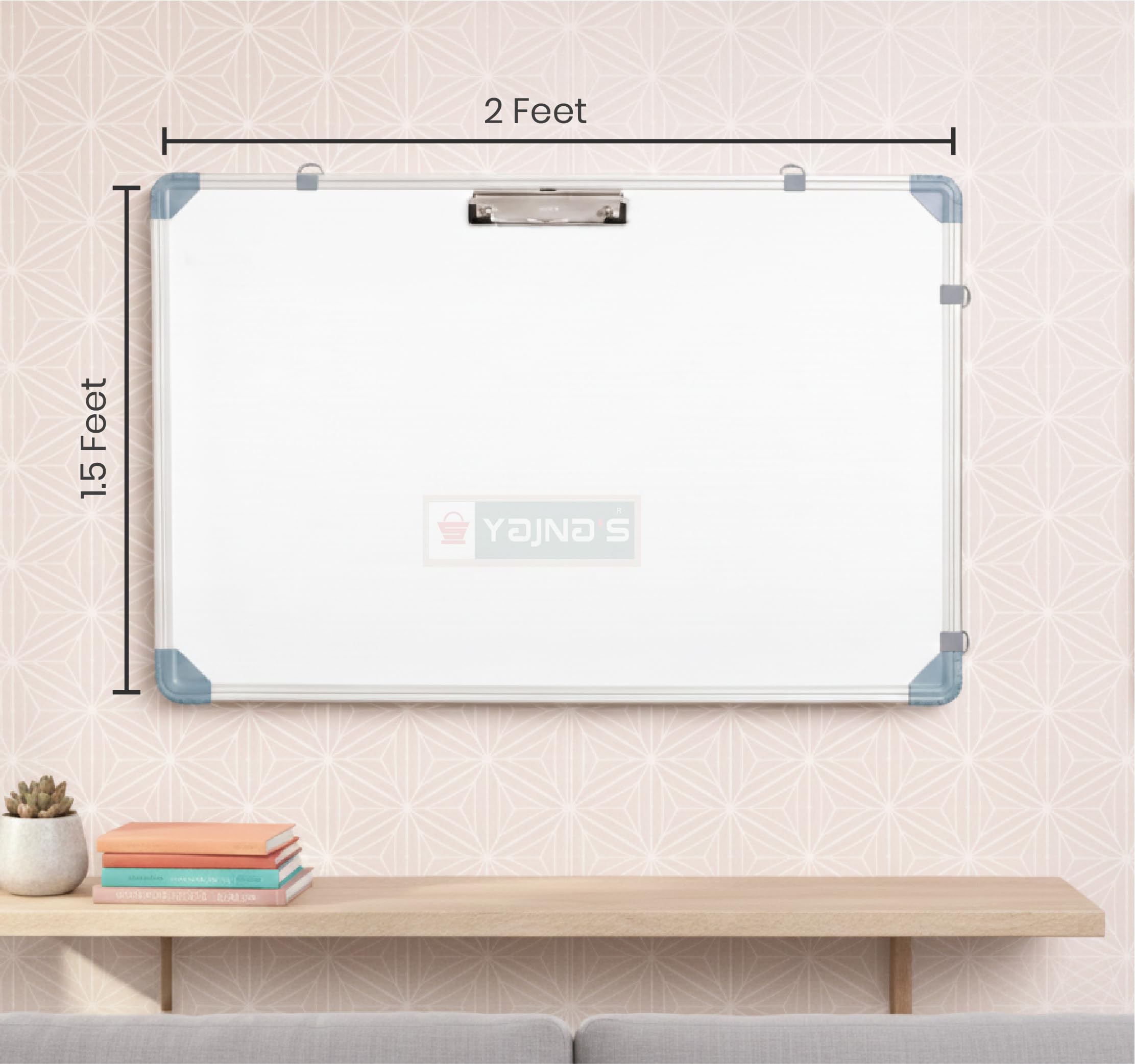 YAJNAS Lavagna bianca da scrivania, 1,5 x 6,1 m, con supporto, lavagna bianca da tavolo, con graffetta per studio, promemoria, promemoria quotidiani, scuola e ufficio