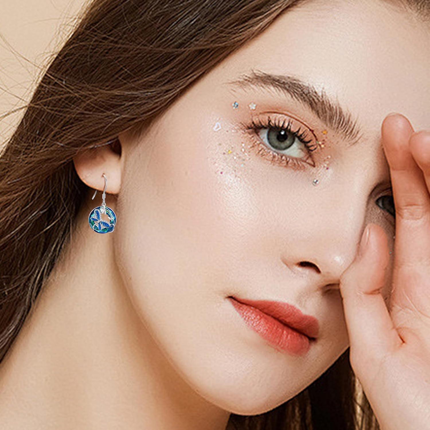 MONGAS Dragonfly Earrings Sterling Silver Dragonfly Dangle Earrings Flower Earrings Dragonfly Jewelry For Women - Image 2