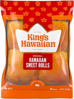 King's Hawaiian Original Sweet Rolls, 4 Count Dinner Rolls - Soft Moist Hawaiian Bread for Sliders