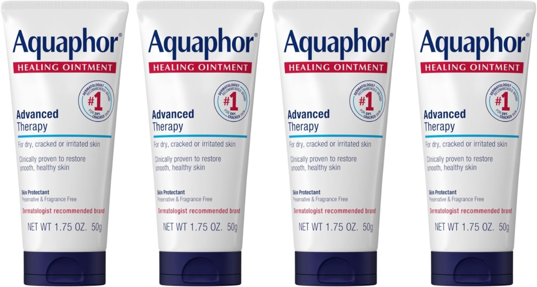 Aquaphor Healing Skin Ointment Advanced Therapy, 1.75 oz (Pack of 4)