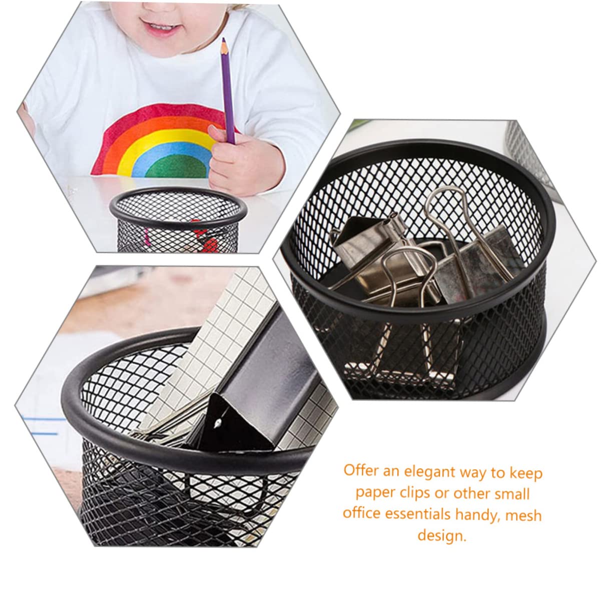 KALLORY 6pcs Mesh Paperclip Organizer Stylish Desk Holder for Binder Clips Paper Clips and Office Supplies Storage Material for Home Office and School Use