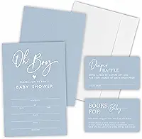 Oh Boy! Kit de convite para chá de bebê, convites incluídos com envelopes, bilhetes de sorteio de fraldas (25 peças cada), cartões de solicitação de livro para anúncio de bebê, lembrancinha de festa