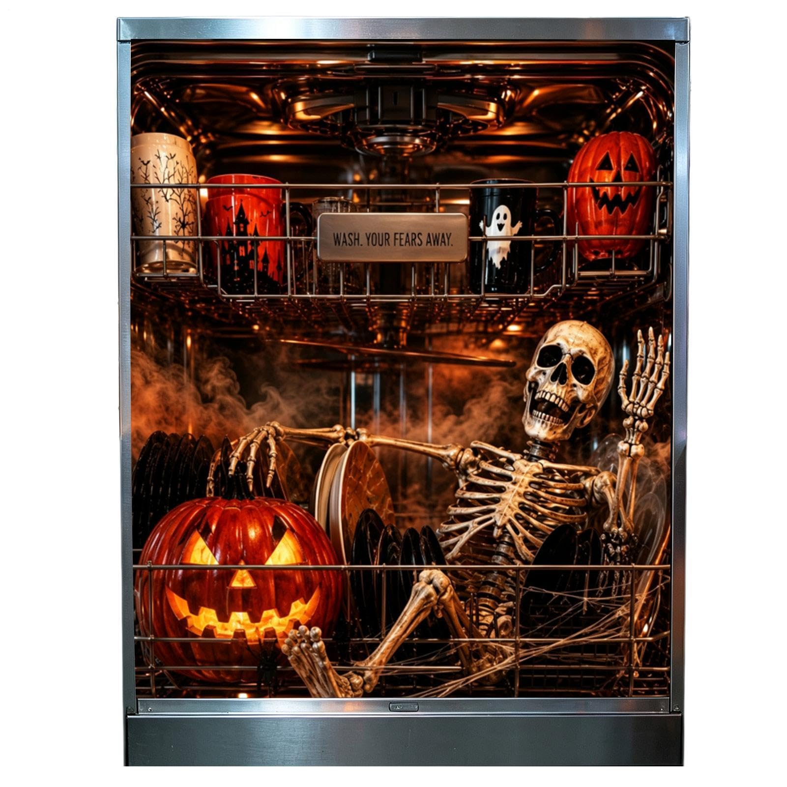 Cache aimanté de Porte de Lave-Vaisselle Halloween Décor de Cuisine