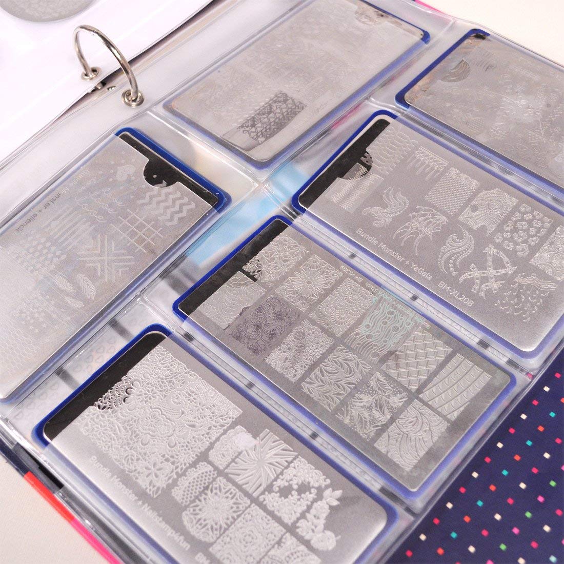 Maniology Nail Plate Organizer Binder Sheets Starter Kit: 10 Rectangular Plate Sheets - Holds 12 Per Sheet