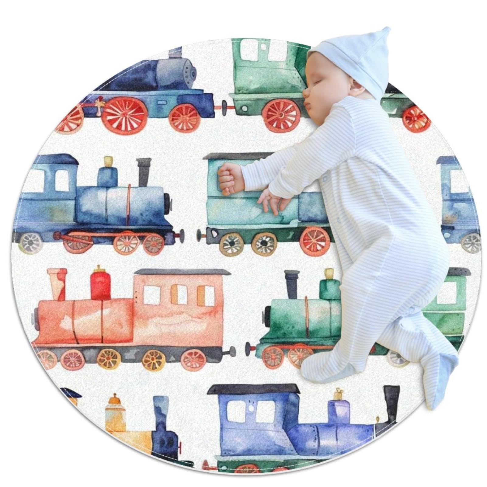 Tapis de douche aquarelle train pour réveiller la chambre d'enfant avec douceur