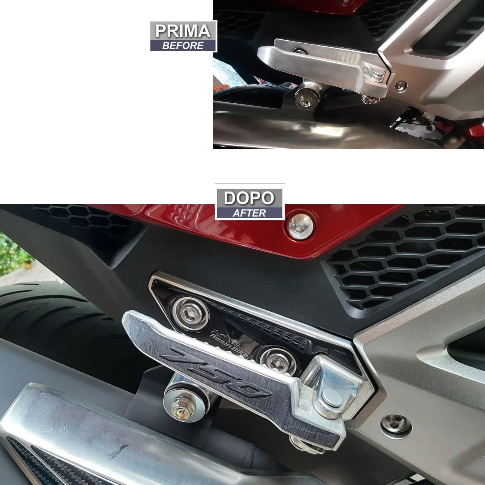 Resin Bike Adhesivos de Moto Compatibles con Honda Forza 750 2021-2026. Protector de Talón Contre Choques y Arañazos. Par de Pegatinas 3D Resinadas Talonera Moto Made in Italy