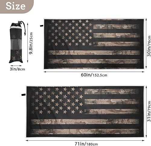 Miniatura 3 de Toallas de playa finas para mujeres y hombres, bandera estadounidense con camuflaje del desierto, toallas de playa, toallas de natación de gran