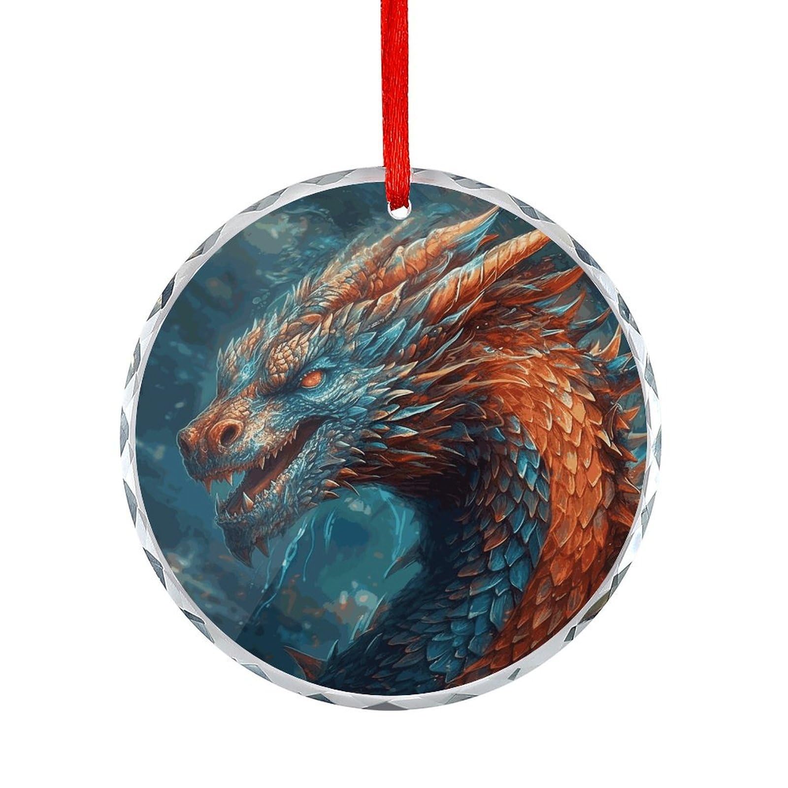 Fodpand Women's Style Dragon Art Round Glass Ornament Keepsake Gift Exchange Ideas Car Decor,Christmas Ornaments For Tree Window Garden Ornaments