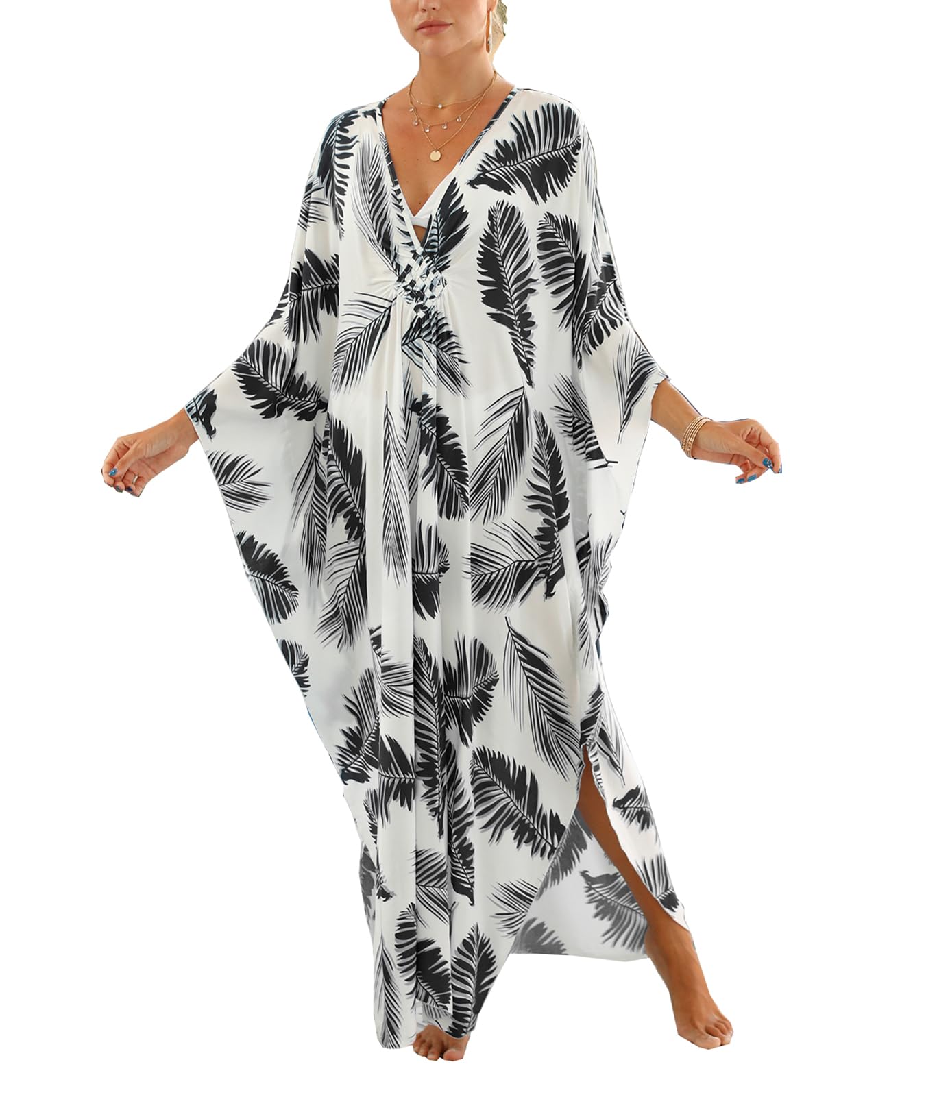 sunforyou Kaftan Dresses for Women Stylish Caftans Plus Size Beach Cover up Soft Loungewear