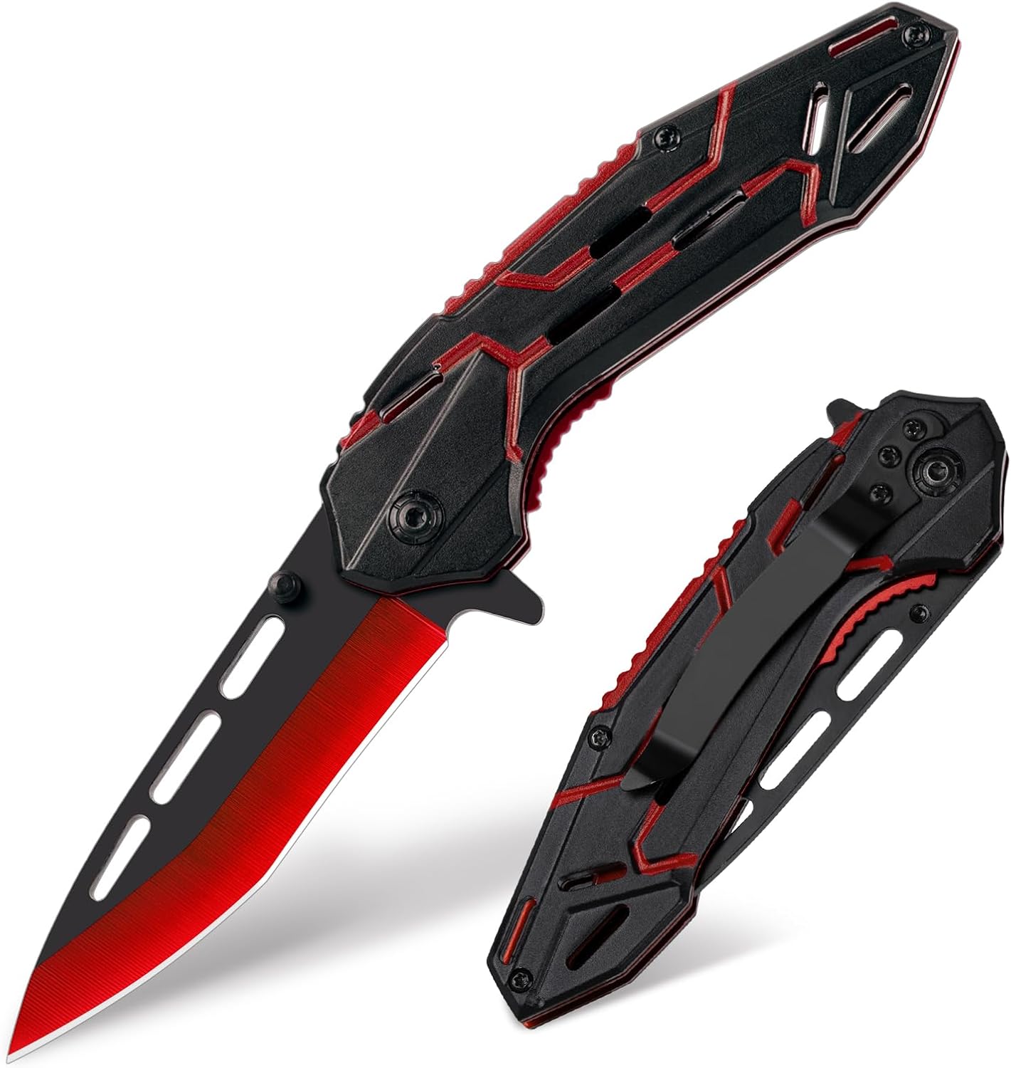 FUNBRO Pocket Knife for Women & Men, Cool Folding Knife with 3.4” Stainless Steel Sharp Blade, Flipper Open EDC Knives with Clip for Outdoor Camping Hiking (Purple)